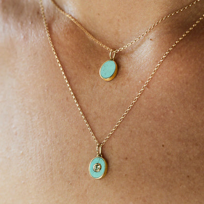 eclipse charm pendant necklace - turquoise + sapphire