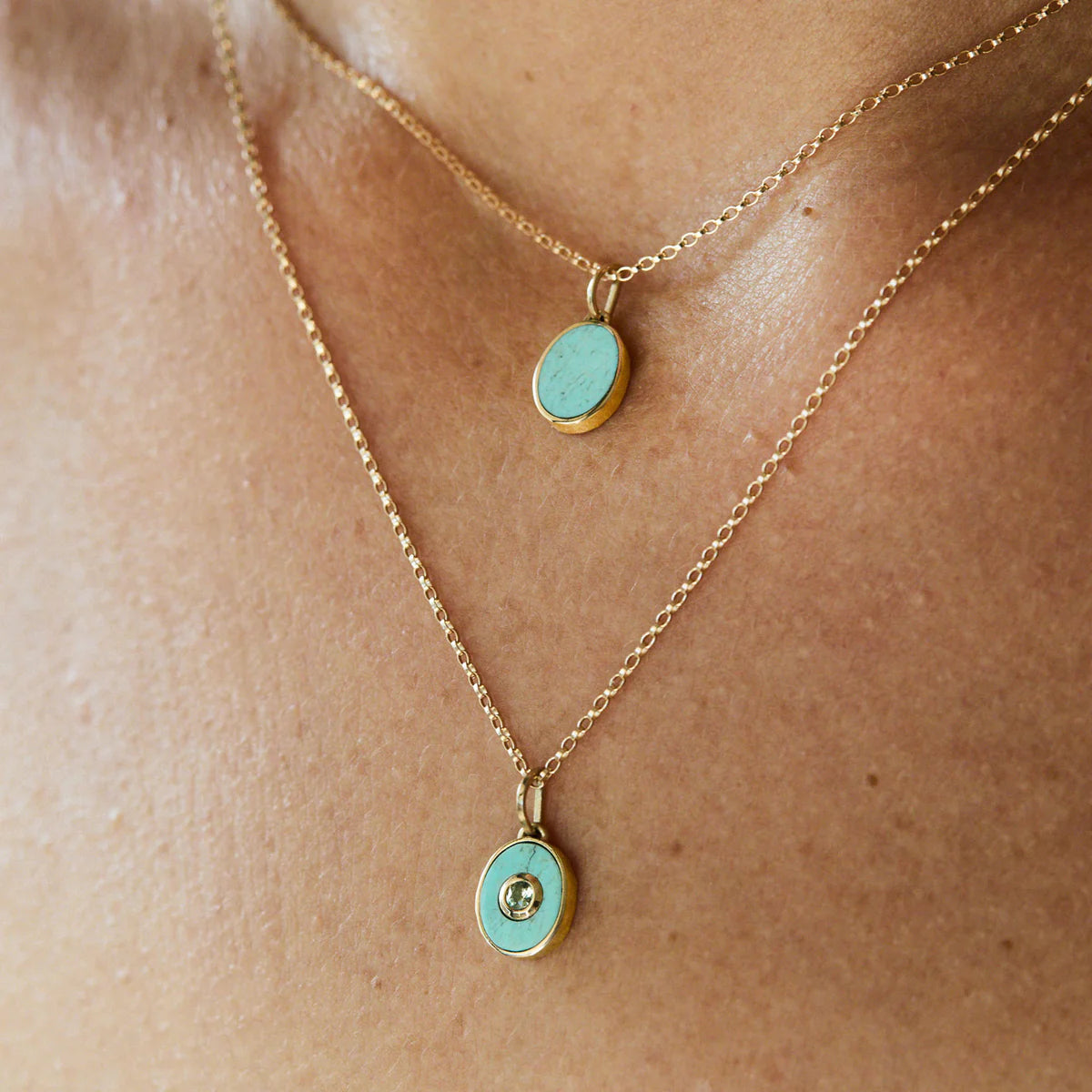 eclipse charm pendant necklace - turquoise + sapphire