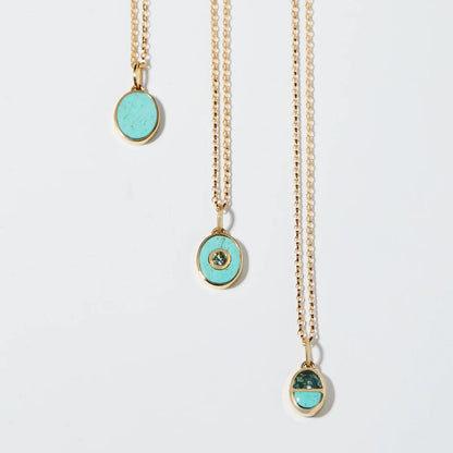 eclipse charm pendant necklace - turquoise + sapphire