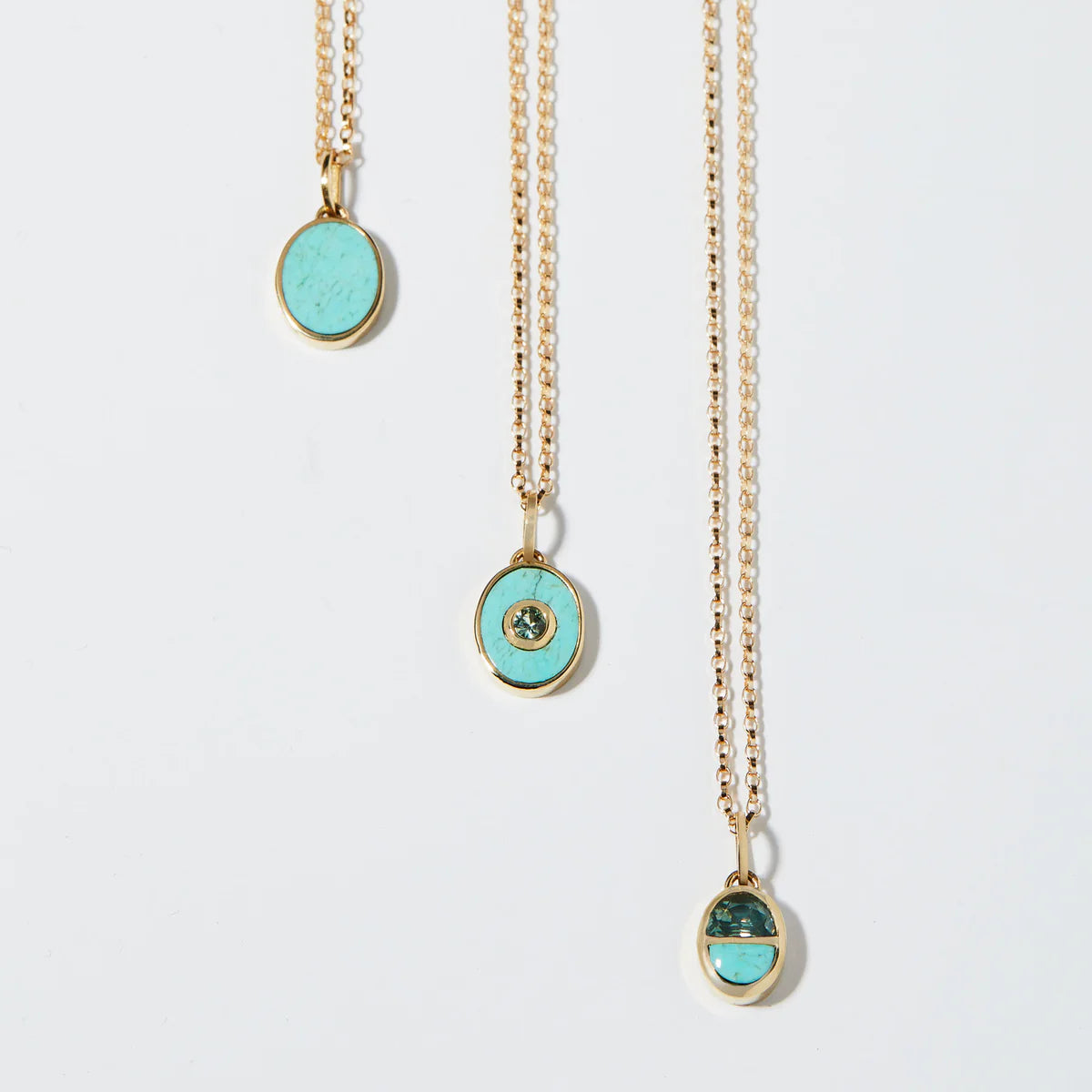 eclipse charm pendant necklace - turquoise + sapphire