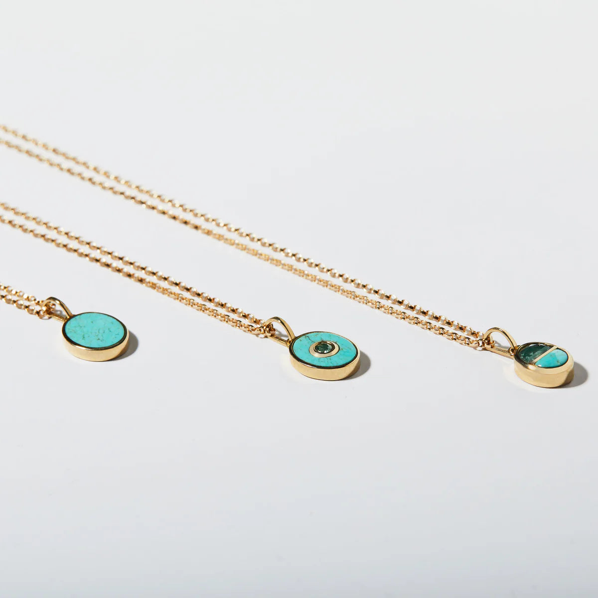 eclipse charm pendant necklace - turquoise + sapphire