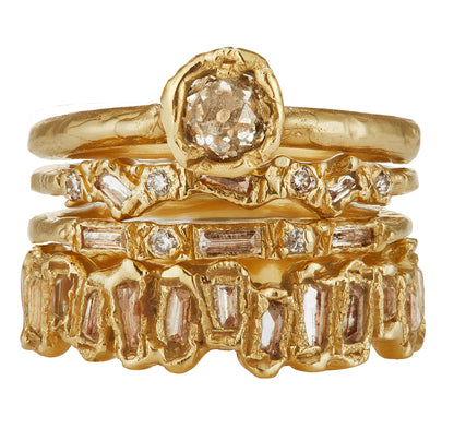 mixed shape half eternity scatter ring - natural white diamond