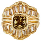 baguette v shape scatter ring - natural lemon diamond