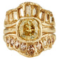 baguette v shape scatter ring - natural lemon diamond