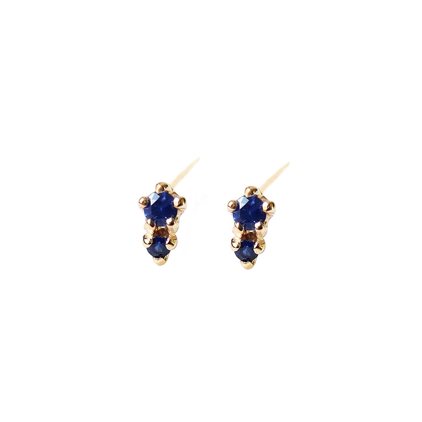 two-stone stud earrings - sapphire