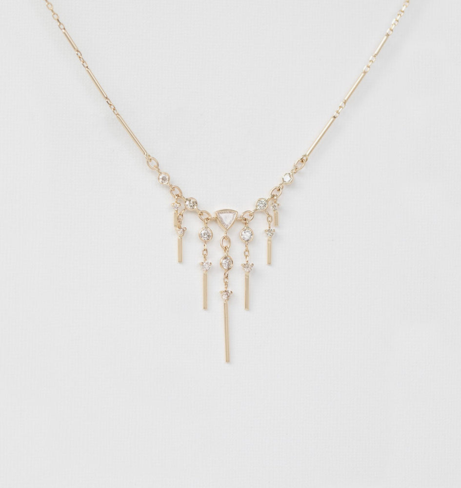 triangle & dangling diamonds necklace