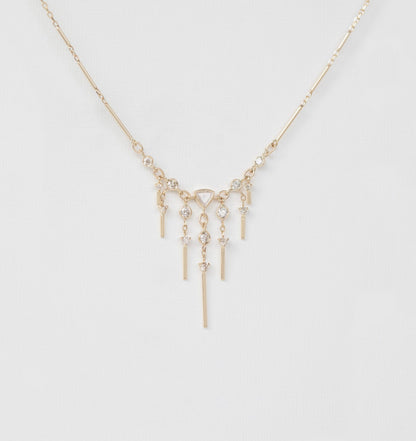 triangle & dangling diamonds necklace