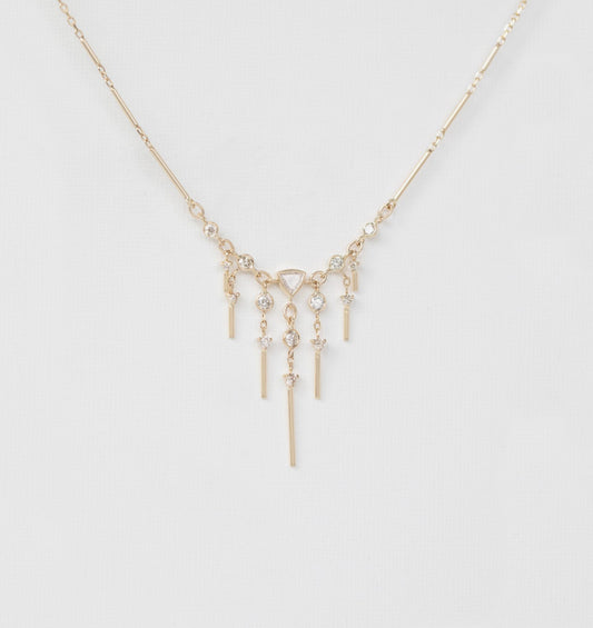 triangle & dangling diamonds necklace