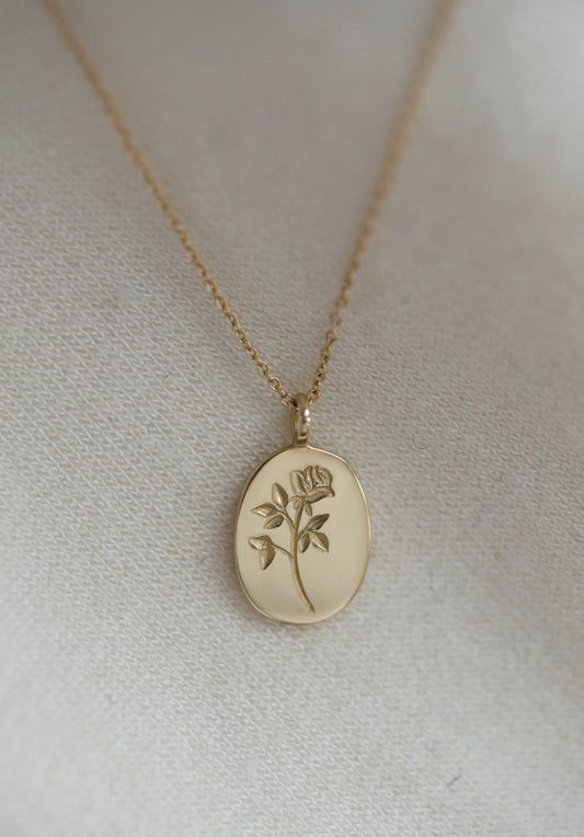 gold pendant necklace - garden rose