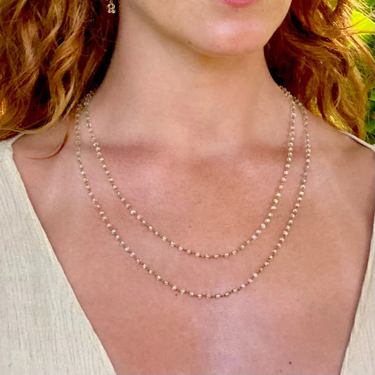 tiny micro-faceted golden zircon lei necklace