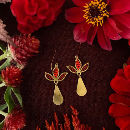 lotus drop dangle earrings
