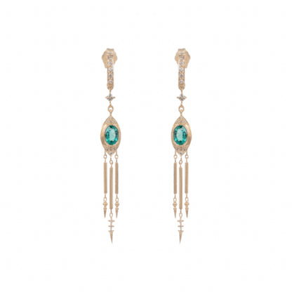 totem emerald & diamond fringe earrings