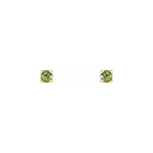 natural gem birthstone stud earrings - peridot