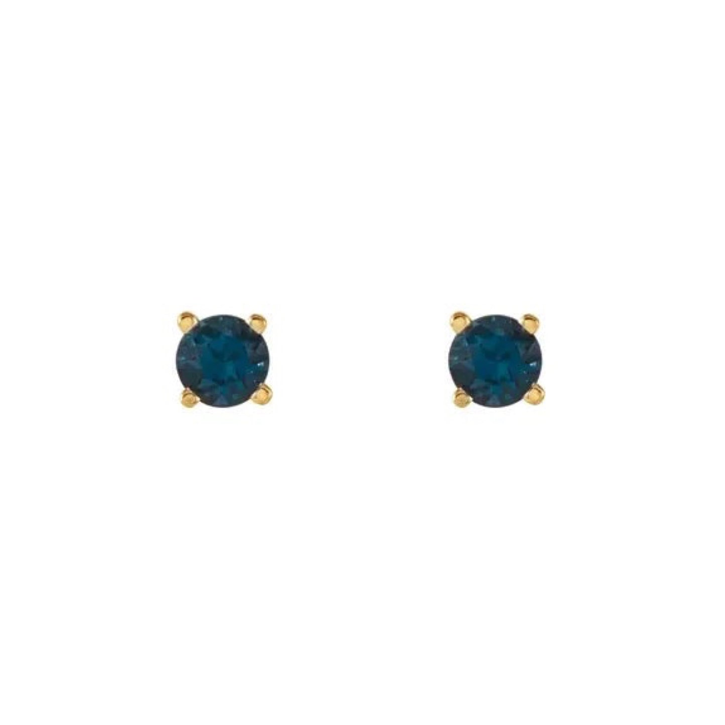 natural gem birthstone stud earrings - london blue topaz