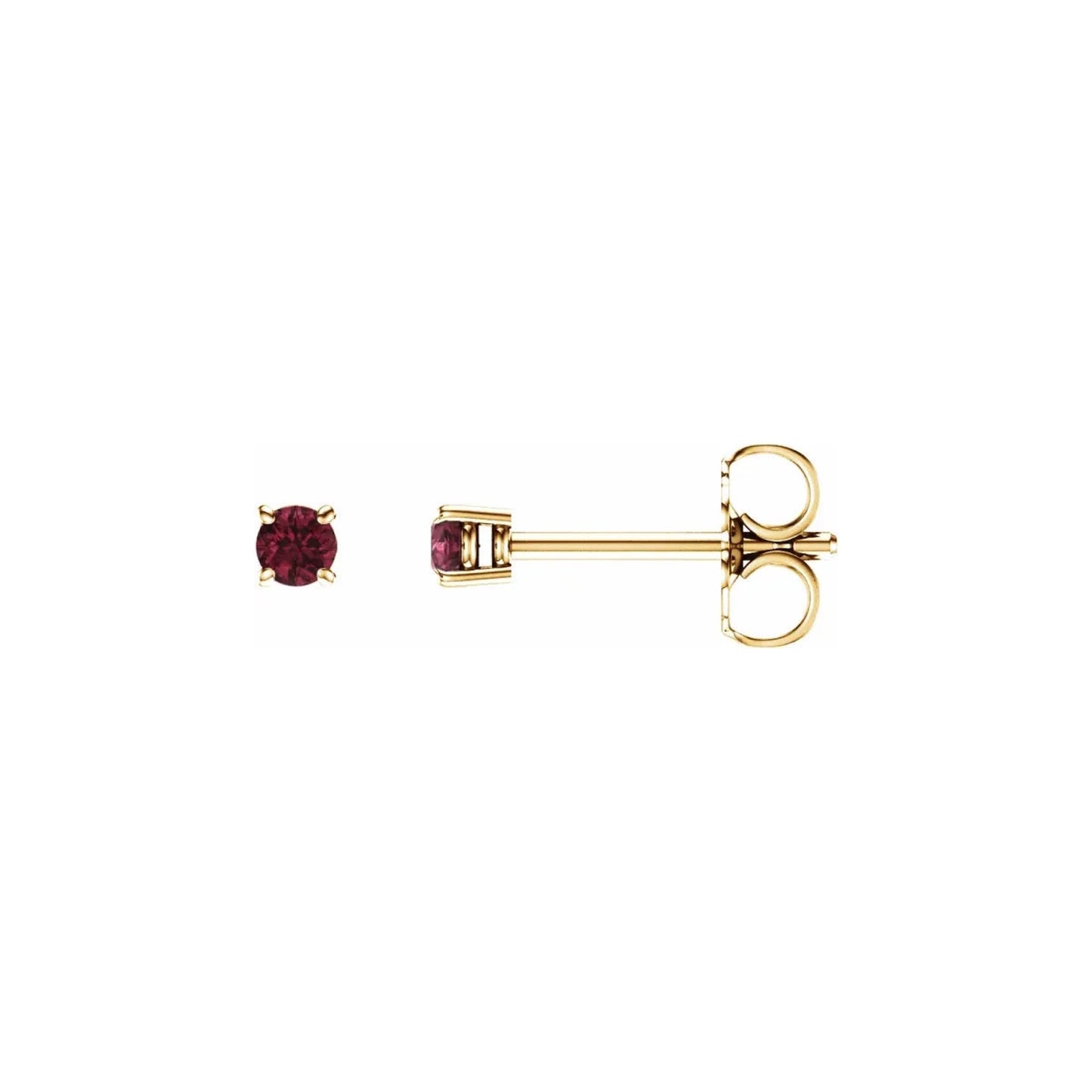 natural gem birthstone stud earrings - garnet