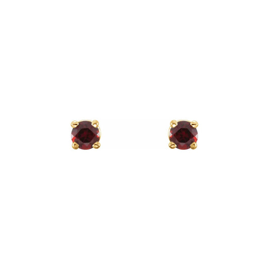 natural gem birthstone stud earrings - garnet
