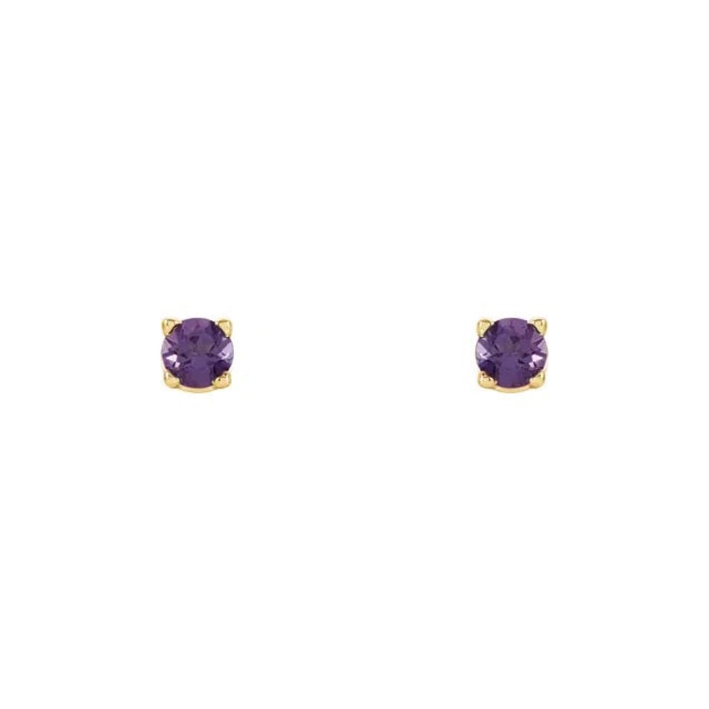 natural gem birthstone stud earrings - amethyst