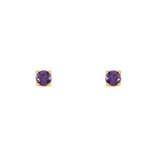 natural gem birthstone stud earrings - amethyst