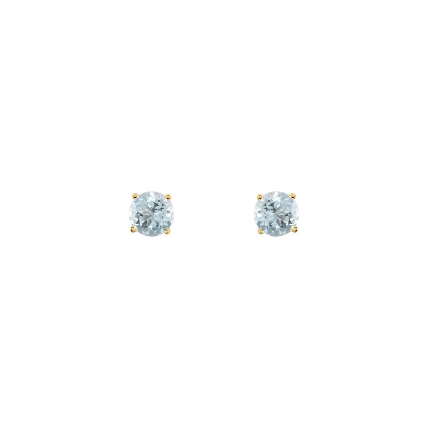 natural gem birthstone stud earrings - aquamarine