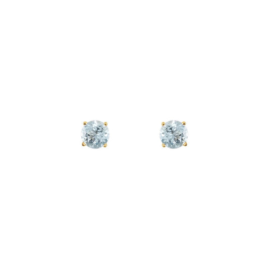 natural gem birthstone stud earrings - aquamarine
