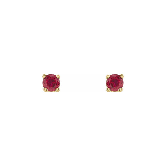 natural gem birthstone stud earrings - ruby