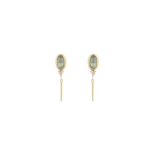 light blue tourmaline & diamond drop earrings