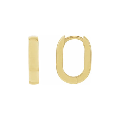 chunky elongated oval gold hoop earrings