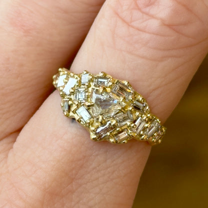 mixed-cut cluster ring - diamond