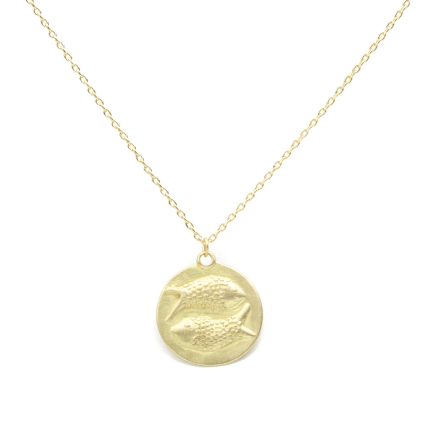 zodiac medal pendant necklace - pisces