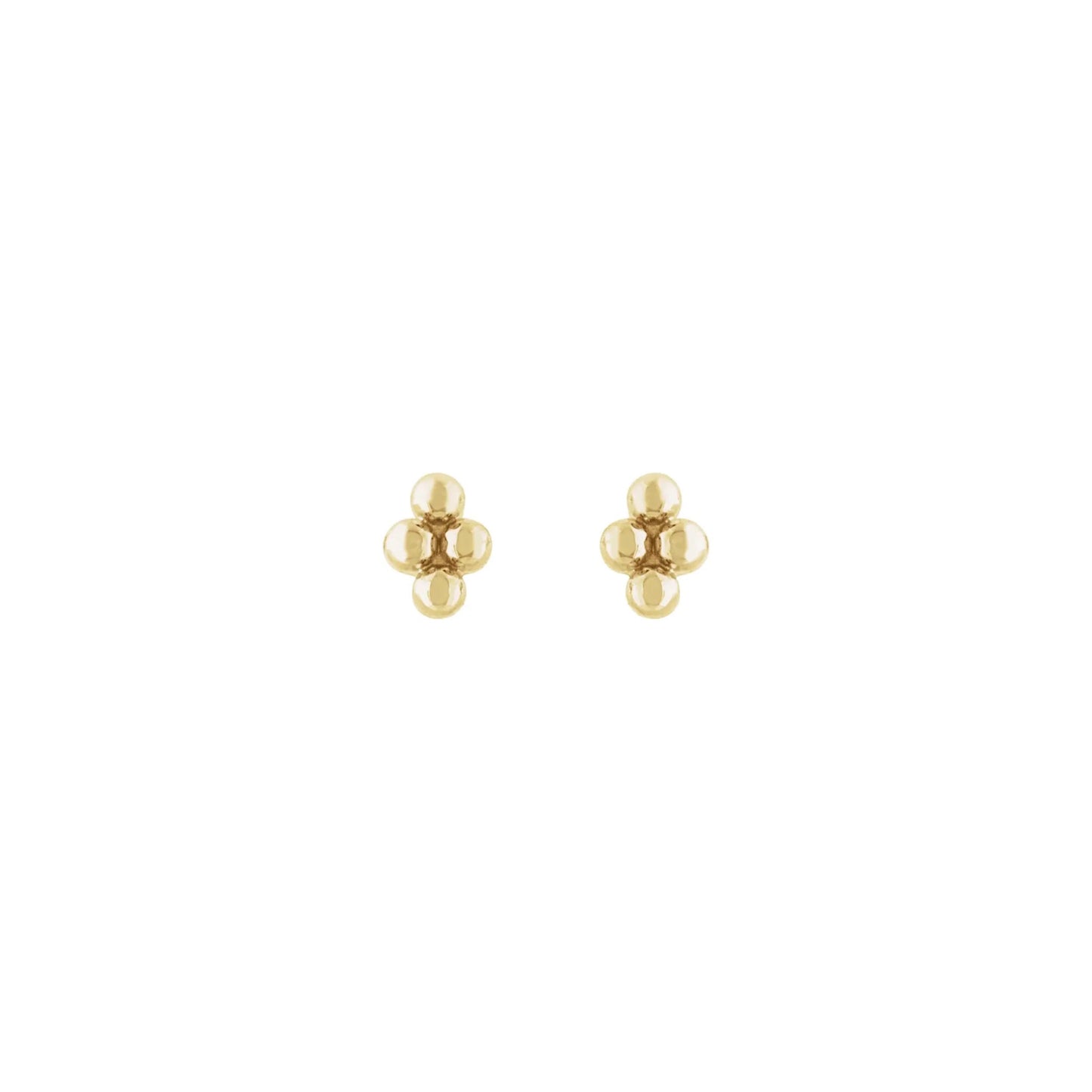 beaded four gold dot stud earrings