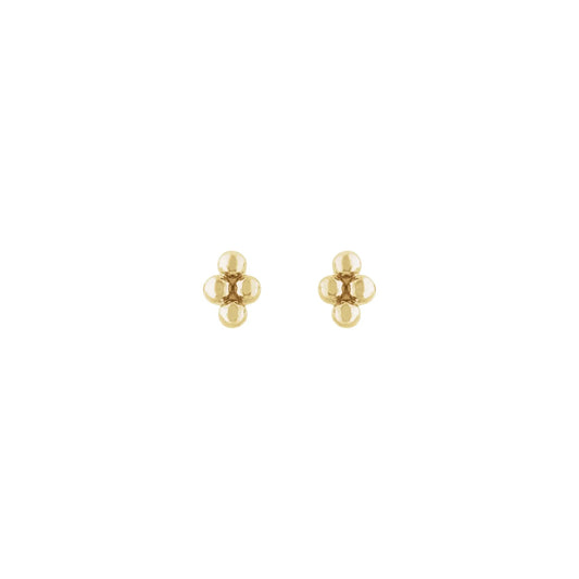 beaded four gold dot stud earrings
