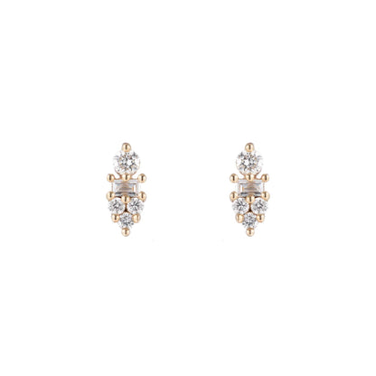 corona stud earrings - natural diamond