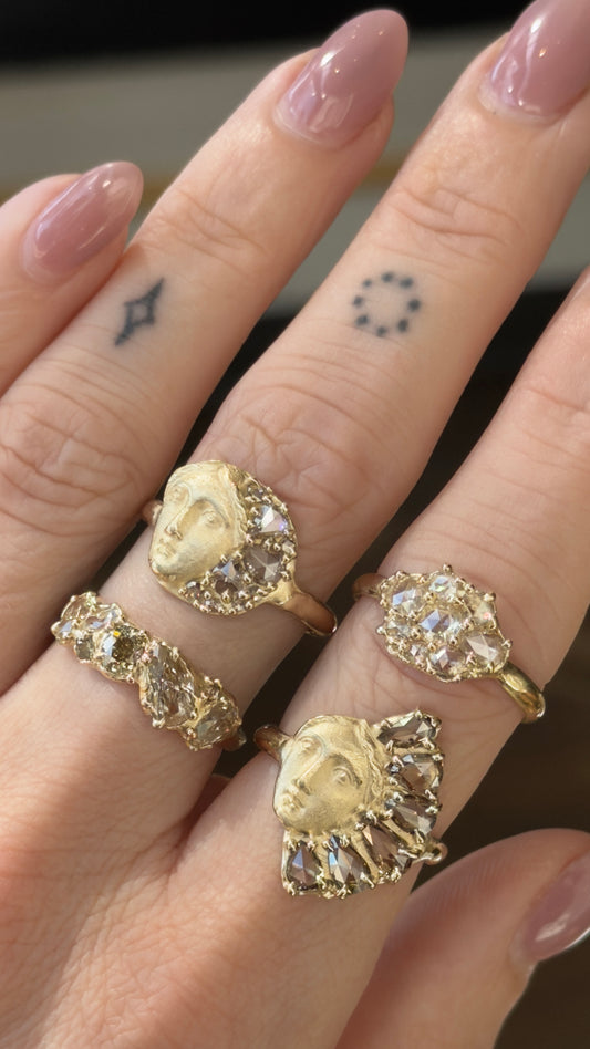 rose-cut small cluster ring - natural diamond