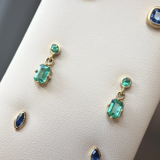 zambian emerald stud drop earrings