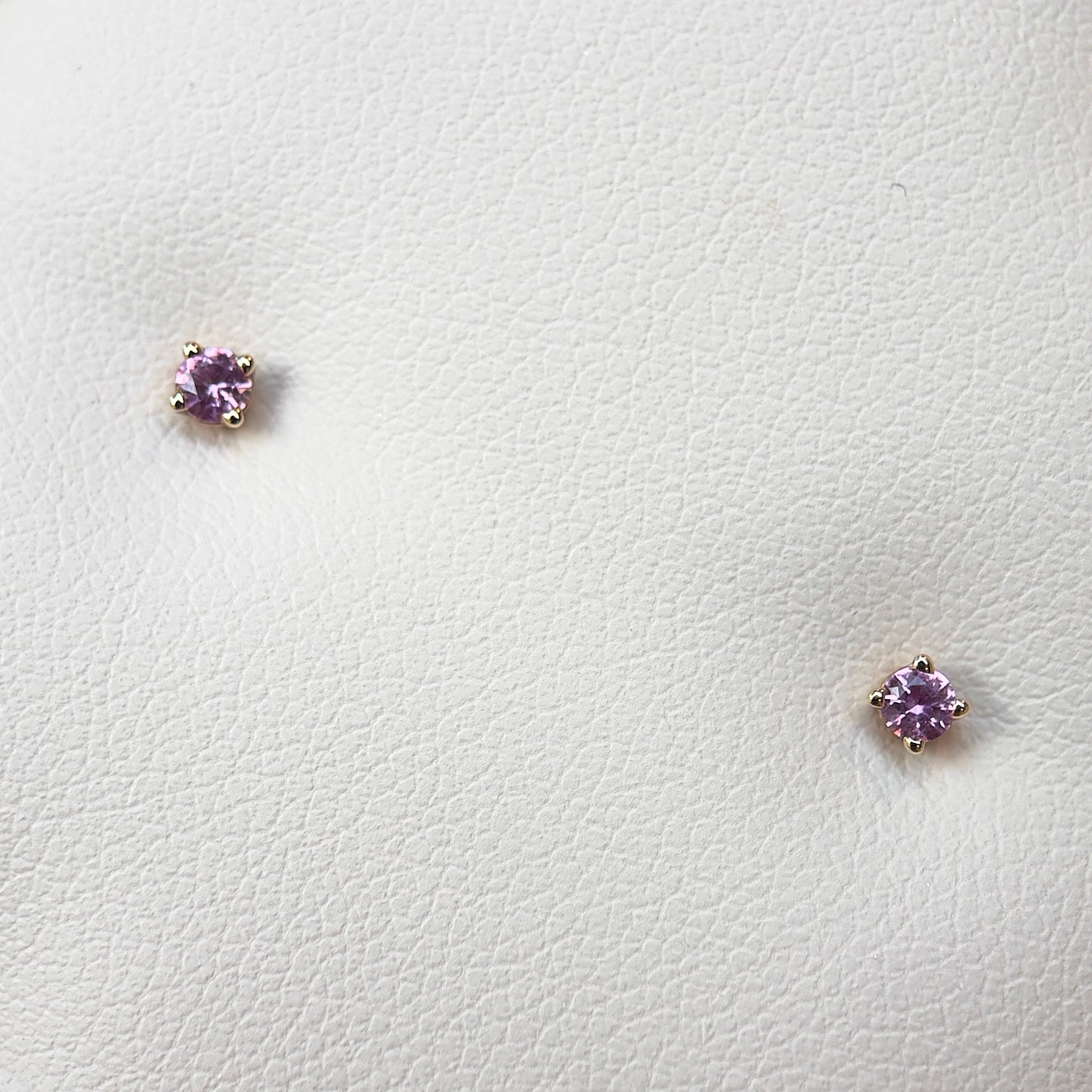 natural gem stud earrings - pink sapphire