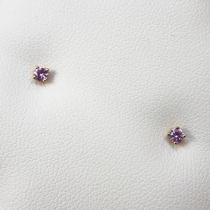 natural gem stud earrings - pink sapphire
