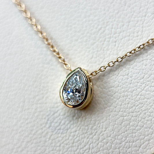 pear-cut bezel slider necklace - grown diamond