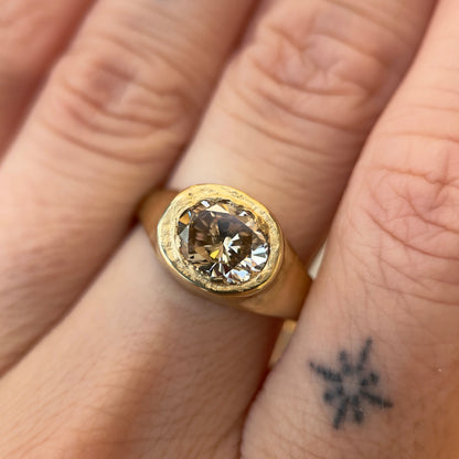 rustic signet ring - natural diamond