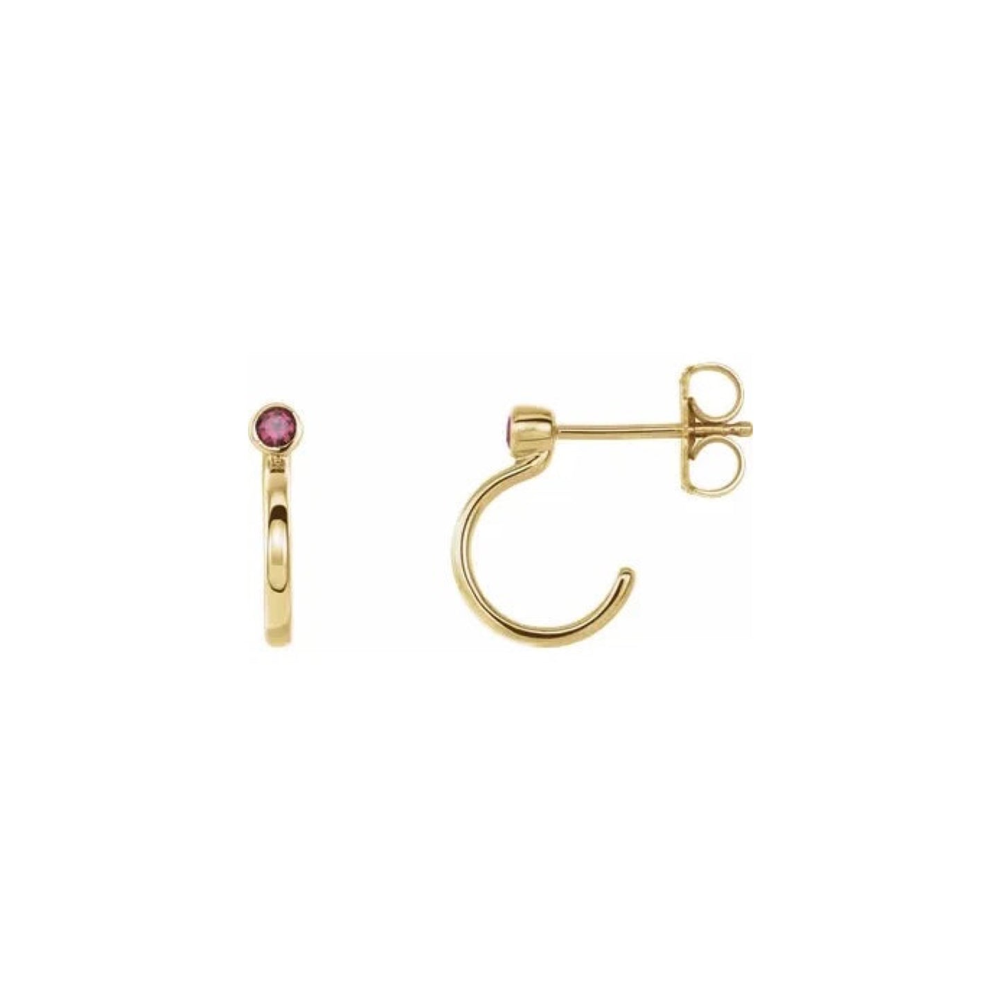 natural gem birthstone hoop earrings - ruby