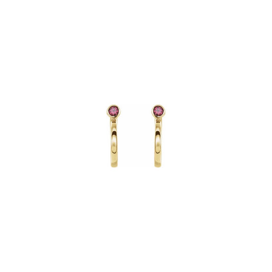 natural gem birthstone hoop earrings - ruby