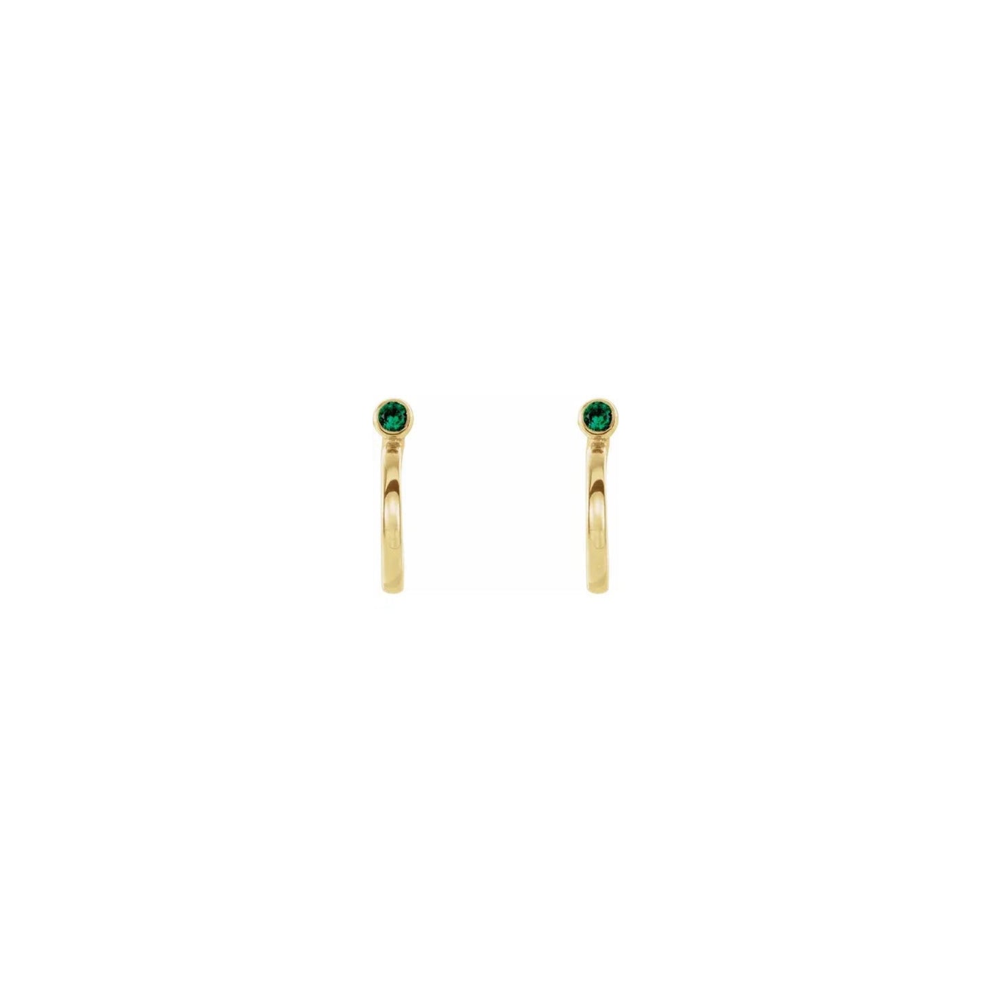 natural gem birthstone hoop earrings - emerald