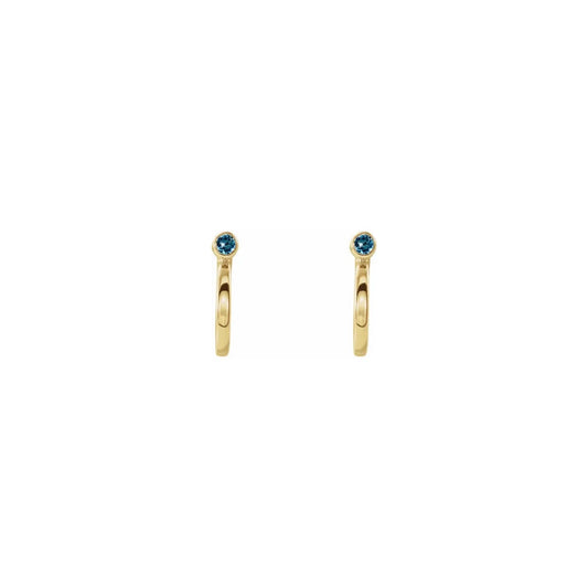 natural gem birthstone hoop earrings - aquamarine