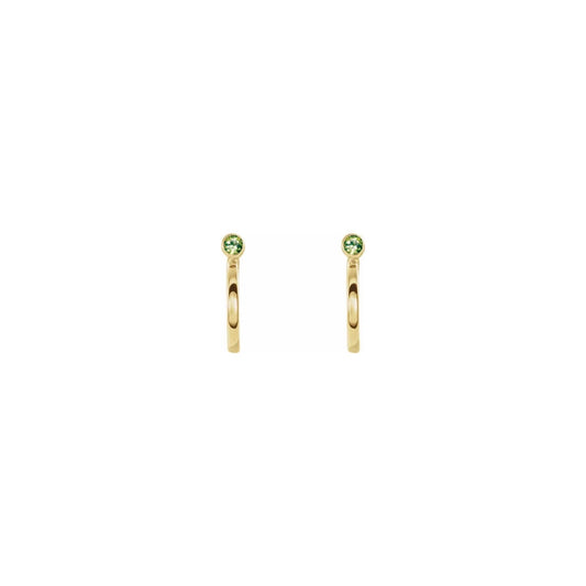 natural gem birthstone hoop earrings - peridot