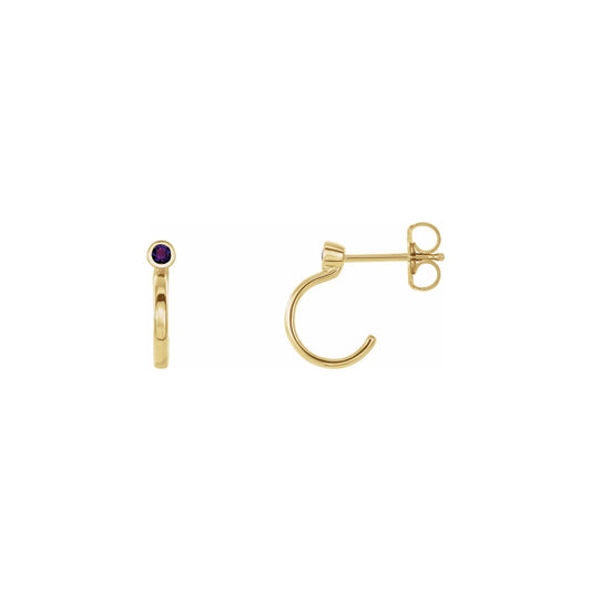 natural gem birthstone hoop earrings - amethyst
