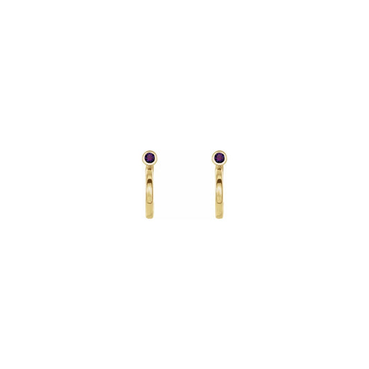 natural gem birthstone hoop earrings - amethyst