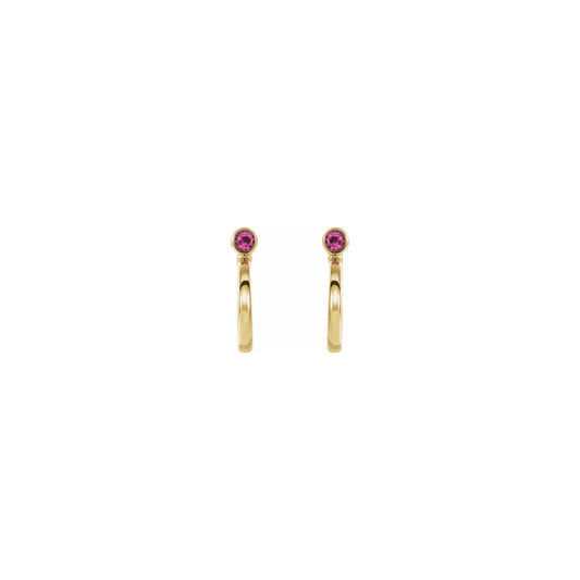 natural gem birthstone hoop earrings - pink tourmaline