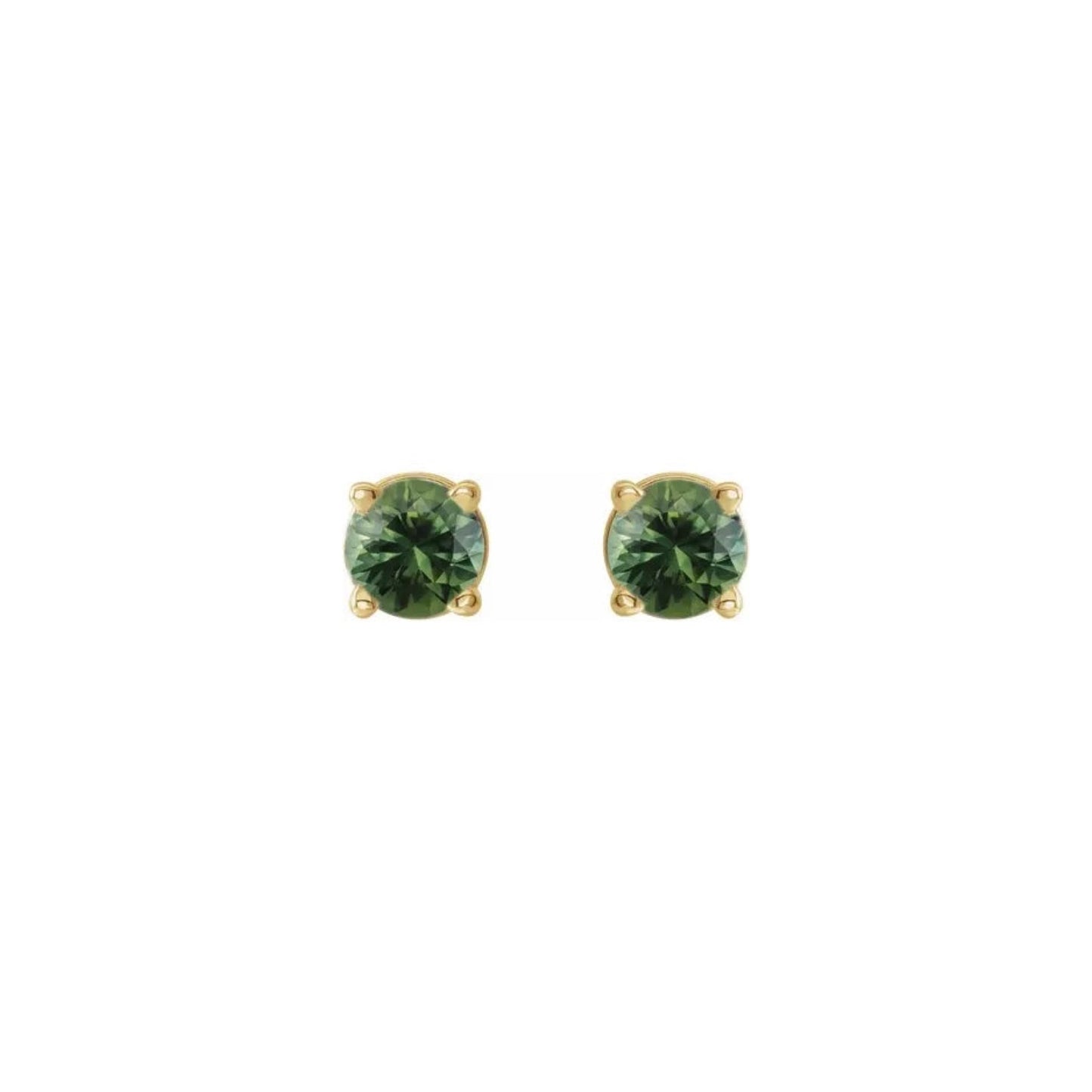 natural gem birthstone stud earrings - green sapphire