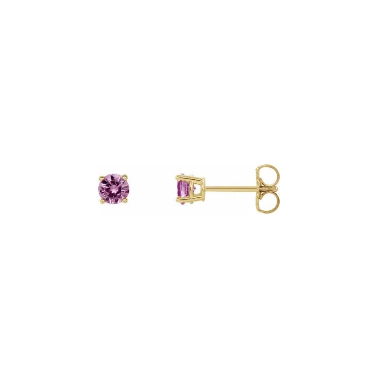 natural gem stud earrings - pink sapphire