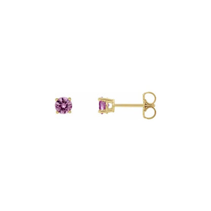 natural gem stud earrings - pink sapphire