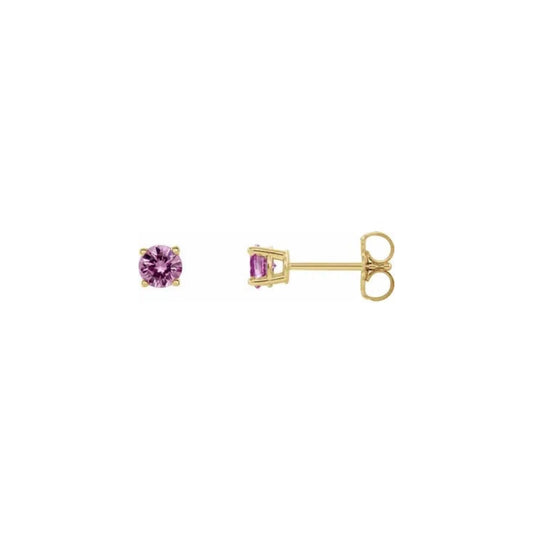 natural gem birthstone stud earrings - pink sapphire